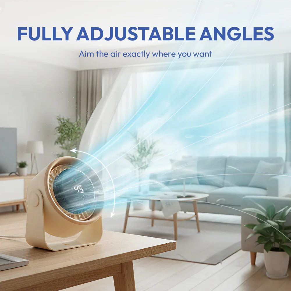 MAVIÉ Small Desk Fan, Rechargeable Quiet Mini Personal Fan With LED Digital Display, Portable Wall-Mount & Cordless Design, 5 Speeds, Long Battery Life, Travel for Office, Home, Bedroom - Image 2