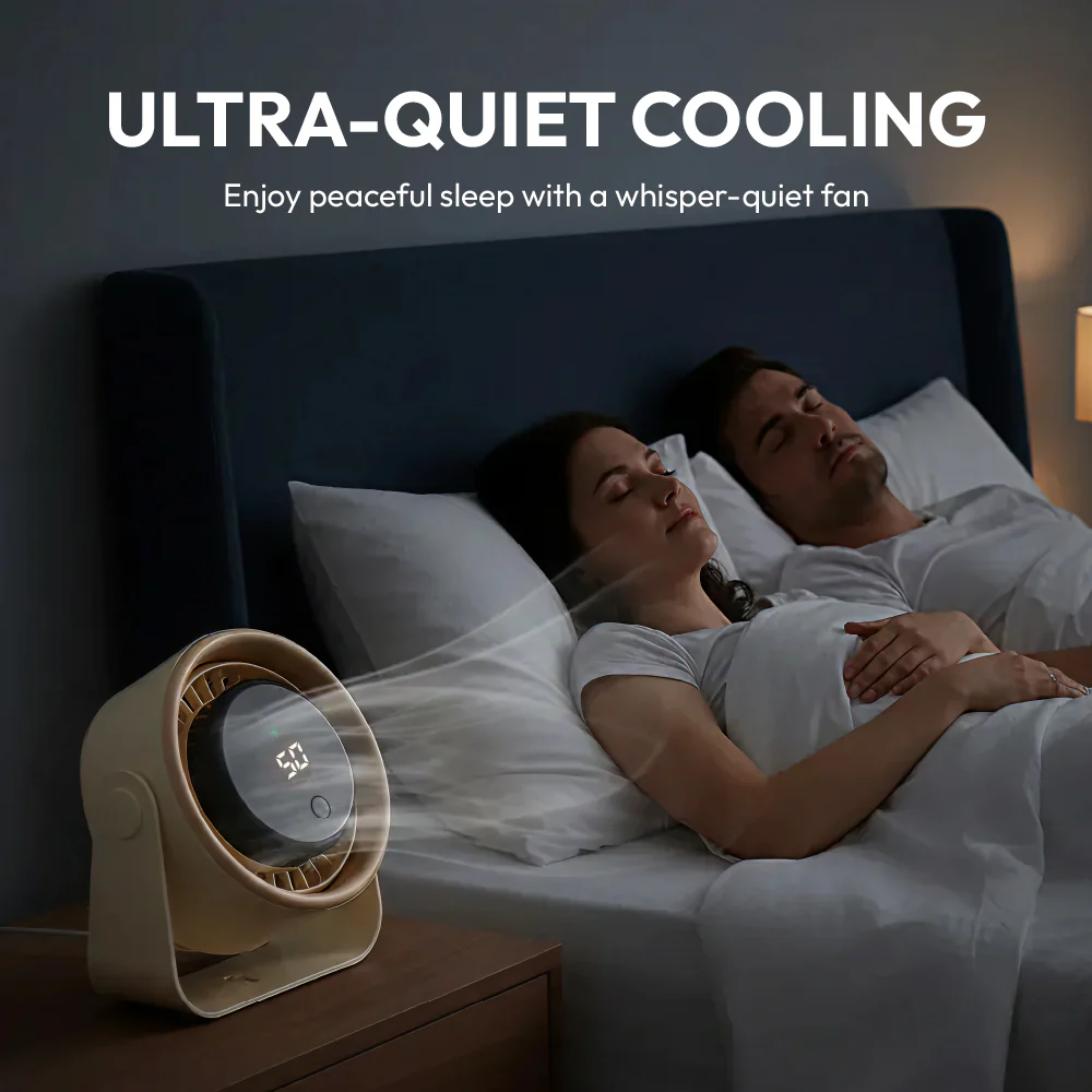 MAVIÉ Small Desk Fan, Rechargeable Quiet Mini Personal Fan With LED Digital Display, Portable Wall-Mount & Cordless Design, 5 Speeds, Long Battery Life, Travel for Office, Home, Bedroom - Image 5