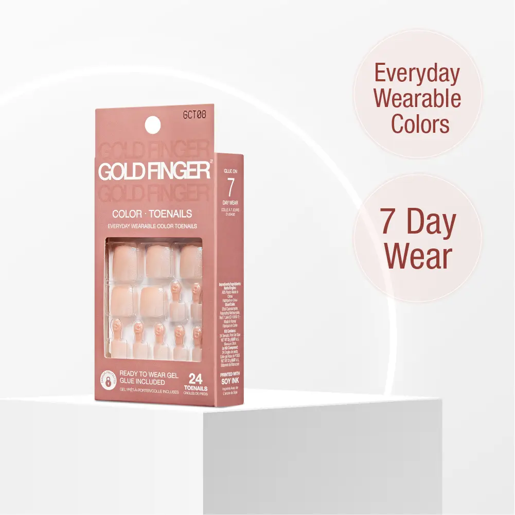 Gold Finger Solid Color Glue-On Fake Toenails - Press On Gel Toe Nails with Adhesive - Image 10