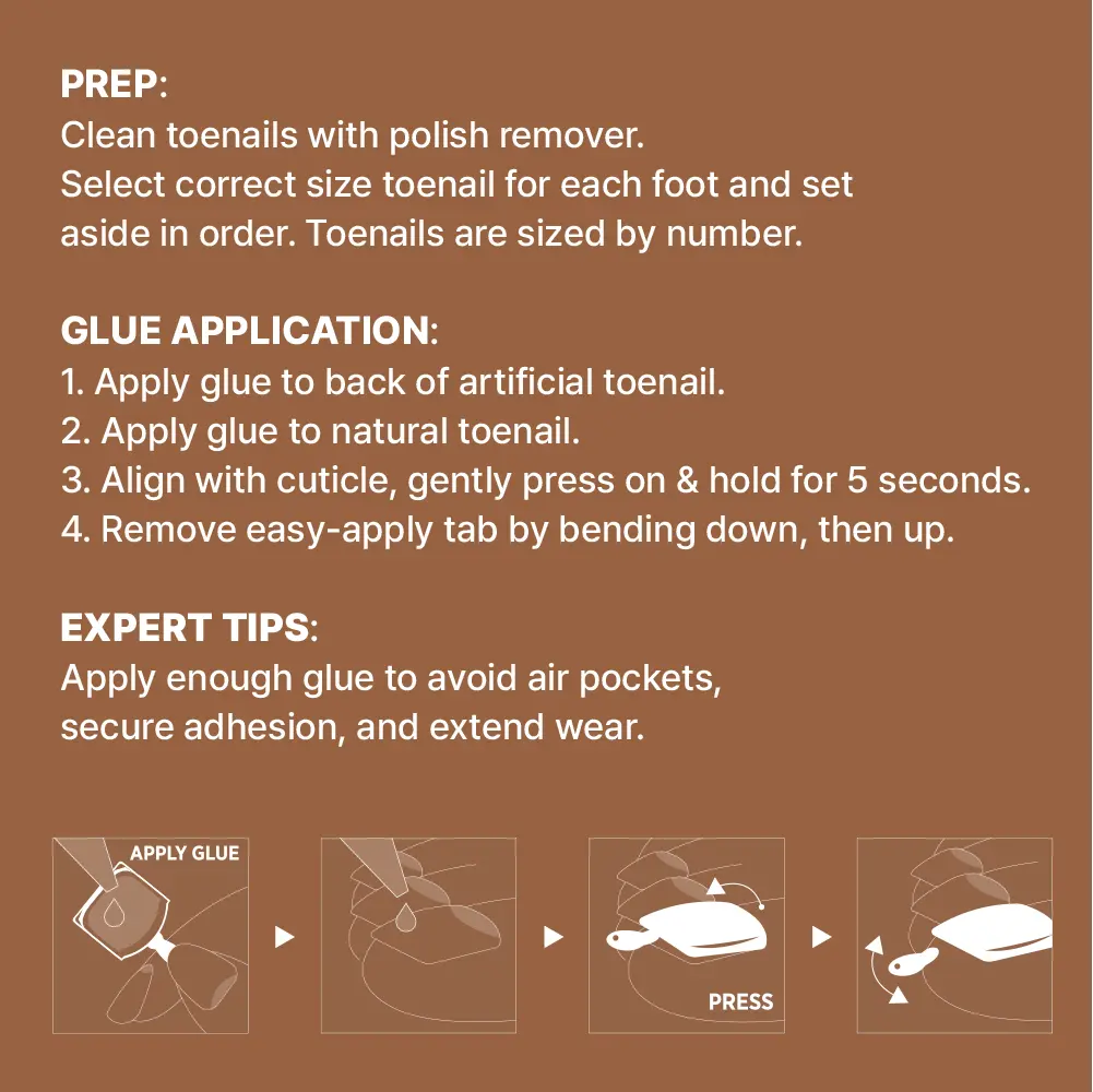 Gold Finger Solid Color Glue-On Fake Toenails - Press On Gel Toe Nails with Adhesive - Image 15