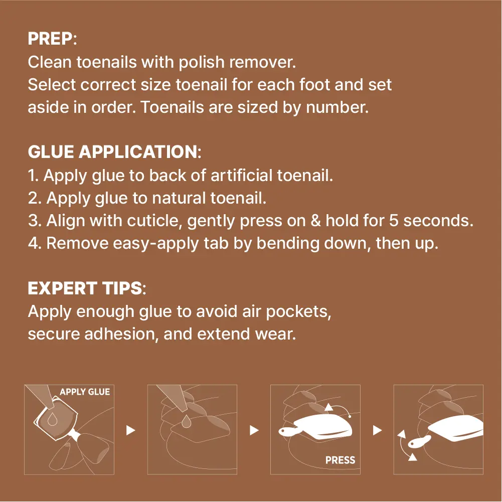 Gold Finger Solid Color Glue-On Fake Toenails - Press On Gel Toe Nails with Adhesive - Image 16