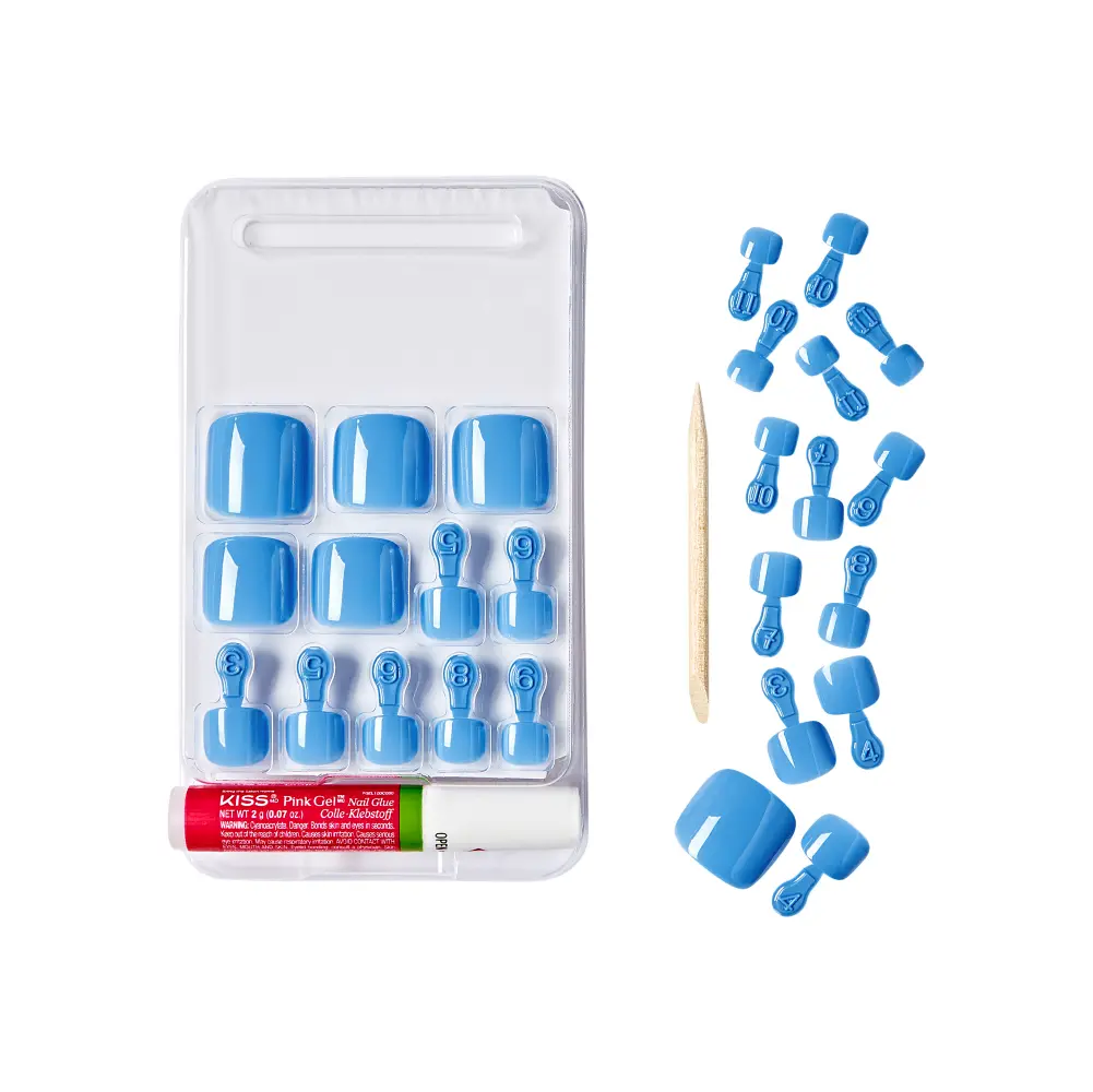 Gold Finger Solid Color Glue-On Fake Toenails - Press On Gel Toe Nails with Adhesive - Image 18