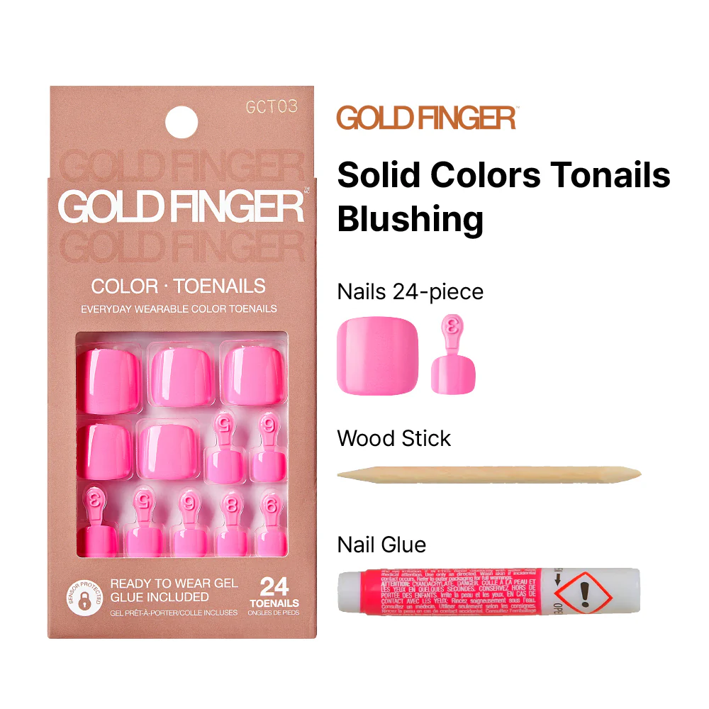 Gold Finger Solid Color Glue-On Fake Toenails - Press On Gel Toe Nails with Adhesive - Image 26