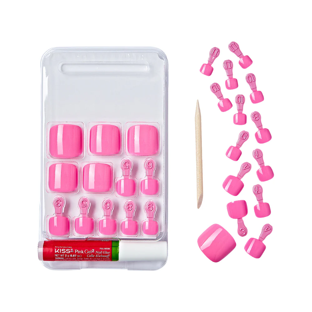 Gold Finger Solid Color Glue-On Fake Toenails - Press On Gel Toe Nails with Adhesive - Image 27