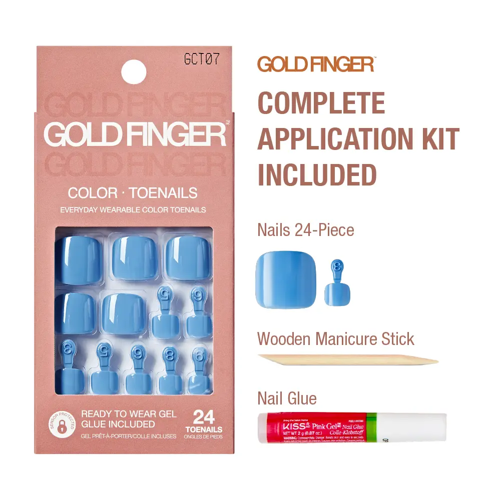 Gold Finger Solid Color Glue-On Fake Toenails - Press On Gel Toe Nails with Adhesive - Image 6