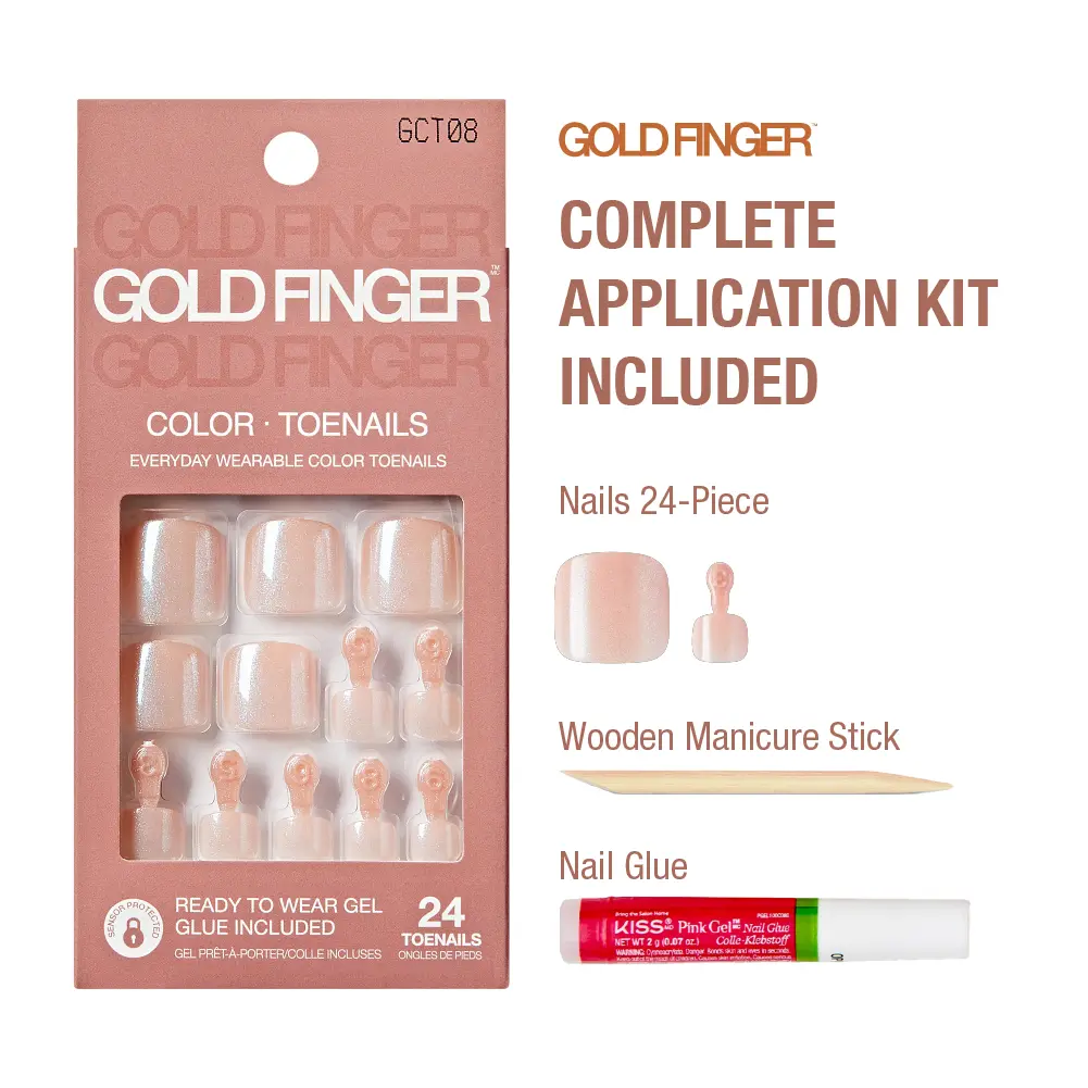 Gold Finger Solid Color Glue-On Fake Toenails - Press On Gel Toe Nails with Adhesive - Image 7