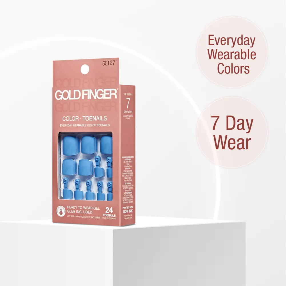 Gold Finger Solid Color Glue-On Fake Toenails - Press On Gel Toe Nails with Adhesive - Image 9