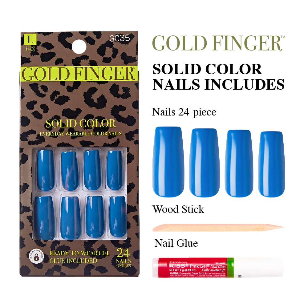 Gold Finger Solid Color Nails - Image 3