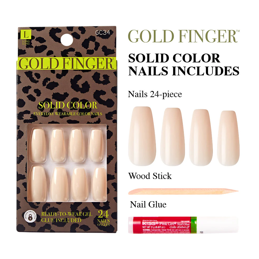 Gold Finger Solid Color Nails - Image 3