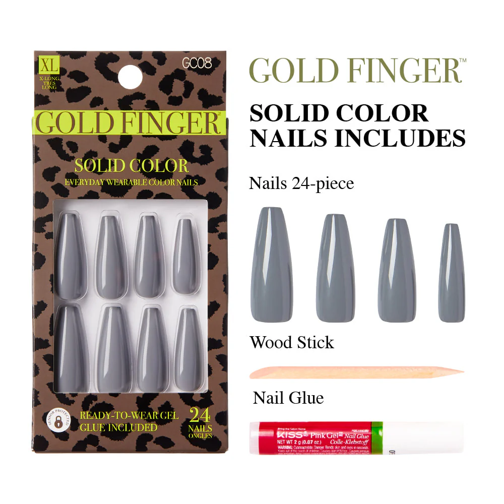 Gold Finger Solid Color Nails - Image 3