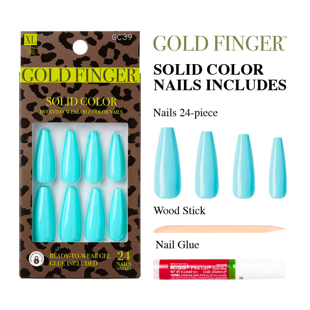 Gold Finger Solid Color Nails - Image 3