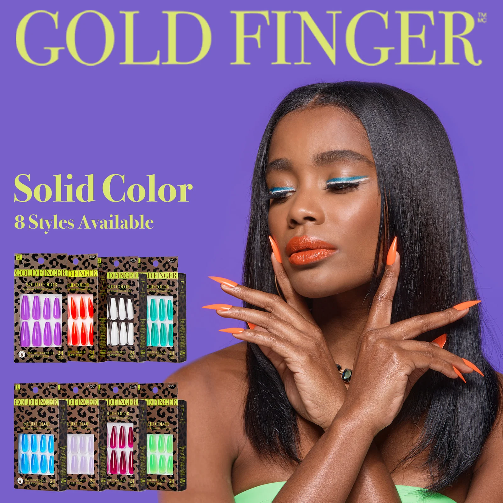 Gold Finger Solid Color Nails - Image 5