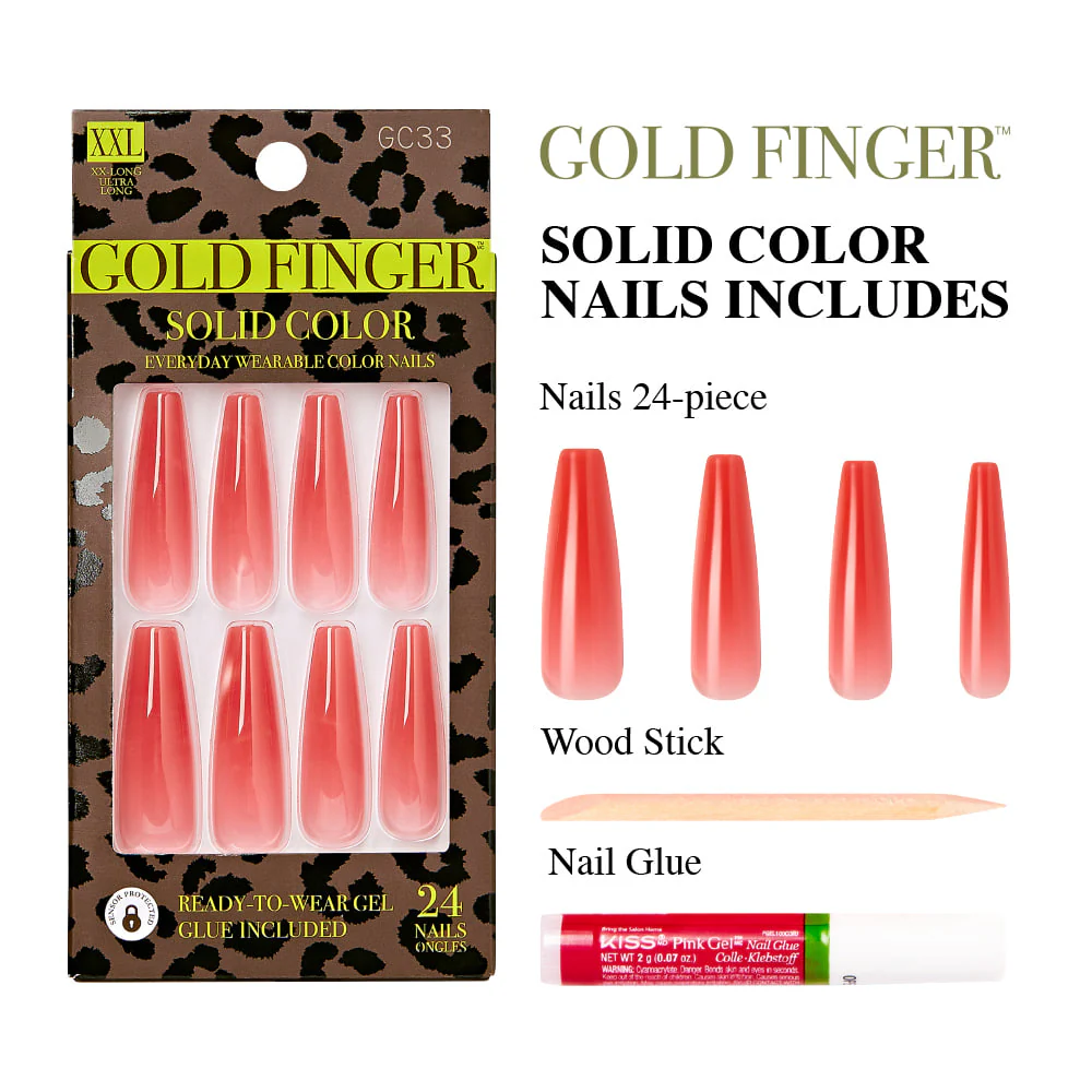 Gold Finger Solid Color Nails - Image 3