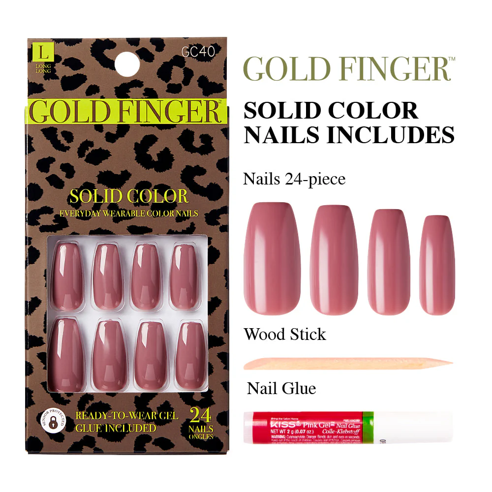 Gold Finger Solid Color Nails - Image 3