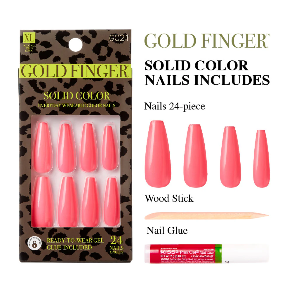 Gold Finger Solid Color Nails - Image 4