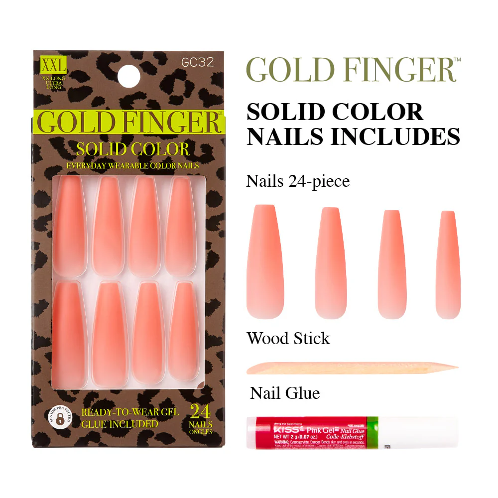 Gold Finger Solid Color Nails - Image 3