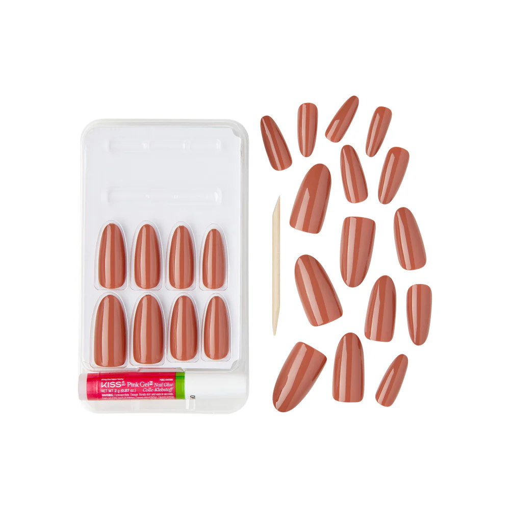 Gold Finger Solid Color Press On Nails Kit – Long Lasting Glue-On Fake Nails Set - Image 11