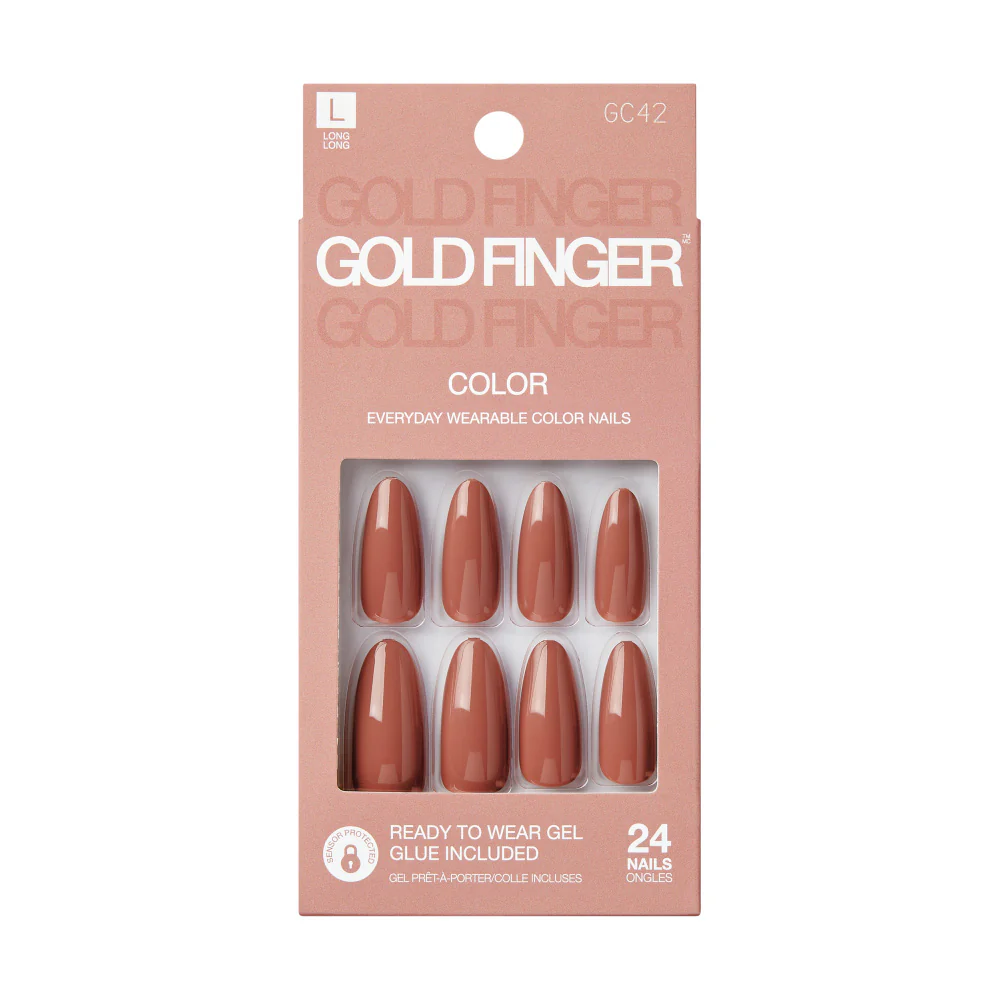 Gold Finger Solid Color Press On Nails Kit – Long Lasting Glue-On Fake Nails Set - Image 14