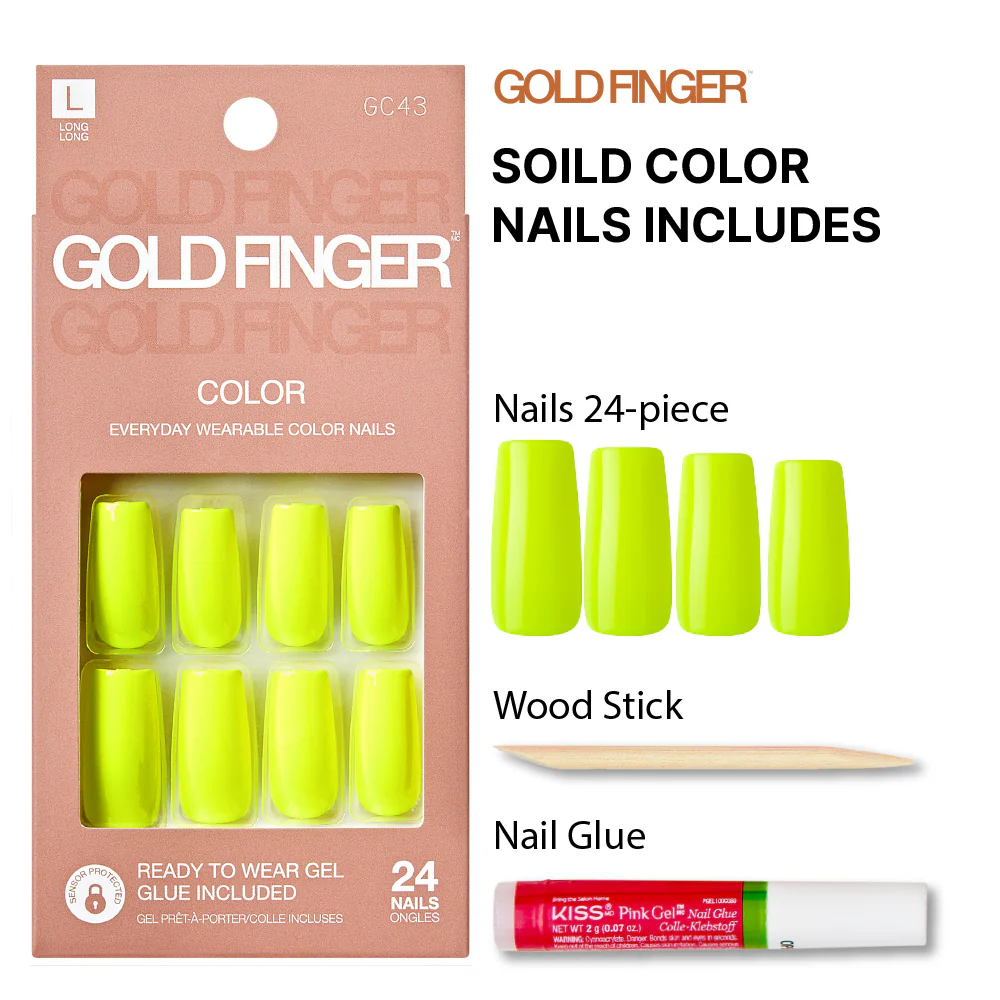 Gold Finger Solid Color Press On Nails Kit – Long Lasting Glue-On Fake Nails Set - Image 17