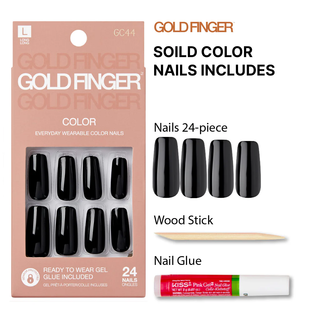 Gold Finger Solid Color Press On Nails Kit – Long Lasting Glue-On Fake Nails Set - Image 24