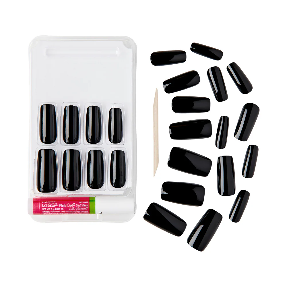 Gold Finger Solid Color Press On Nails Kit – Long Lasting Glue-On Fake Nails Set - Image 25
