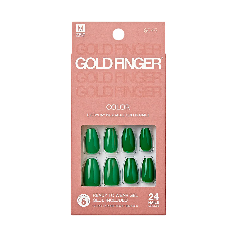 Gold Finger Solid Color Press On Nails Kit – Long Lasting Glue-On Fake Nails Set - Image 35