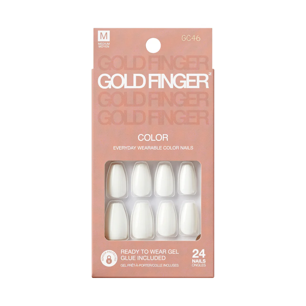 Gold Finger Solid Color Press On Nails Kit – Long Lasting Glue-On Fake Nails Set - Image 41