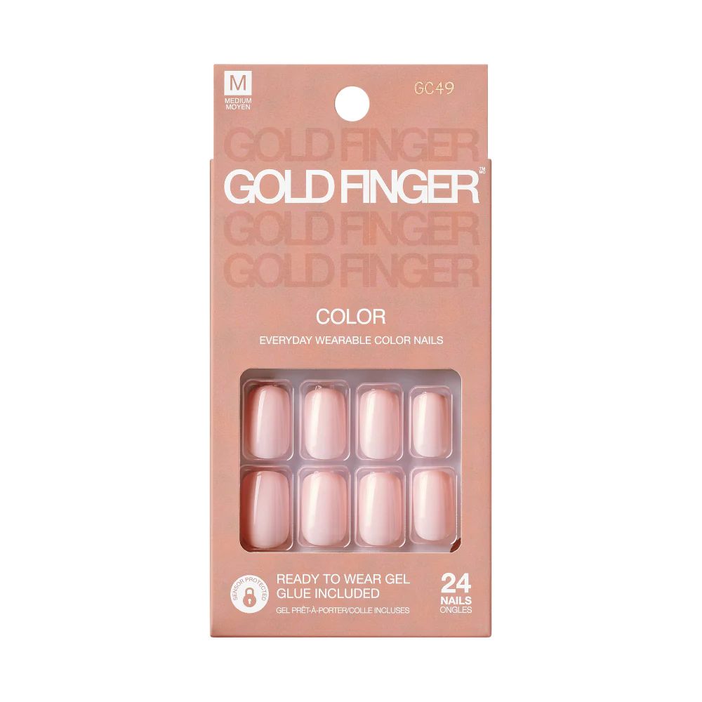 Gold Finger Solid Color Press On Nails Kit – Long Lasting Glue-On Fake Nails Set - Image 47