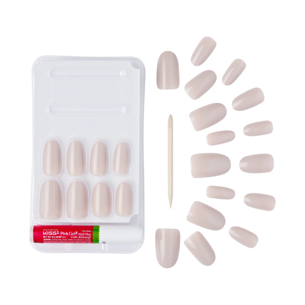 Gold Finger Solid Color Press On Nails Kit – Long Lasting Glue-On Fake Nails Set - Image 51
