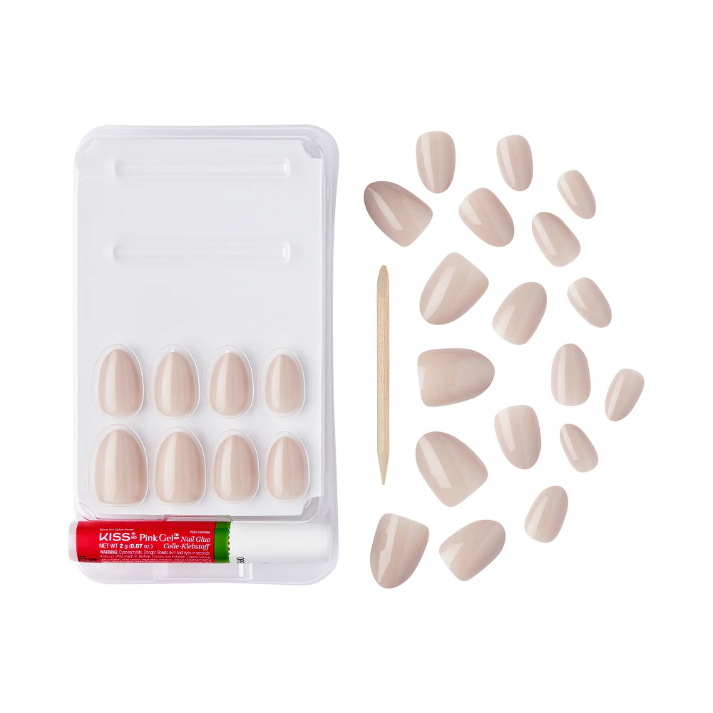 Gold Finger Solid Color Press On Nails Kit – Long Lasting Glue-On Fake Nails Set - Image 57