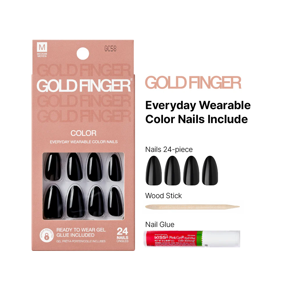 Gold Finger Solid Color Press On Nails Kit – Long Lasting Glue-On Fake Nails Set - Image 62