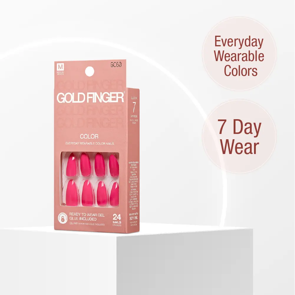 Gold Finger Solid Color Press On Nails Kit – Long Lasting Glue-On Fake Nails Set - Image 73