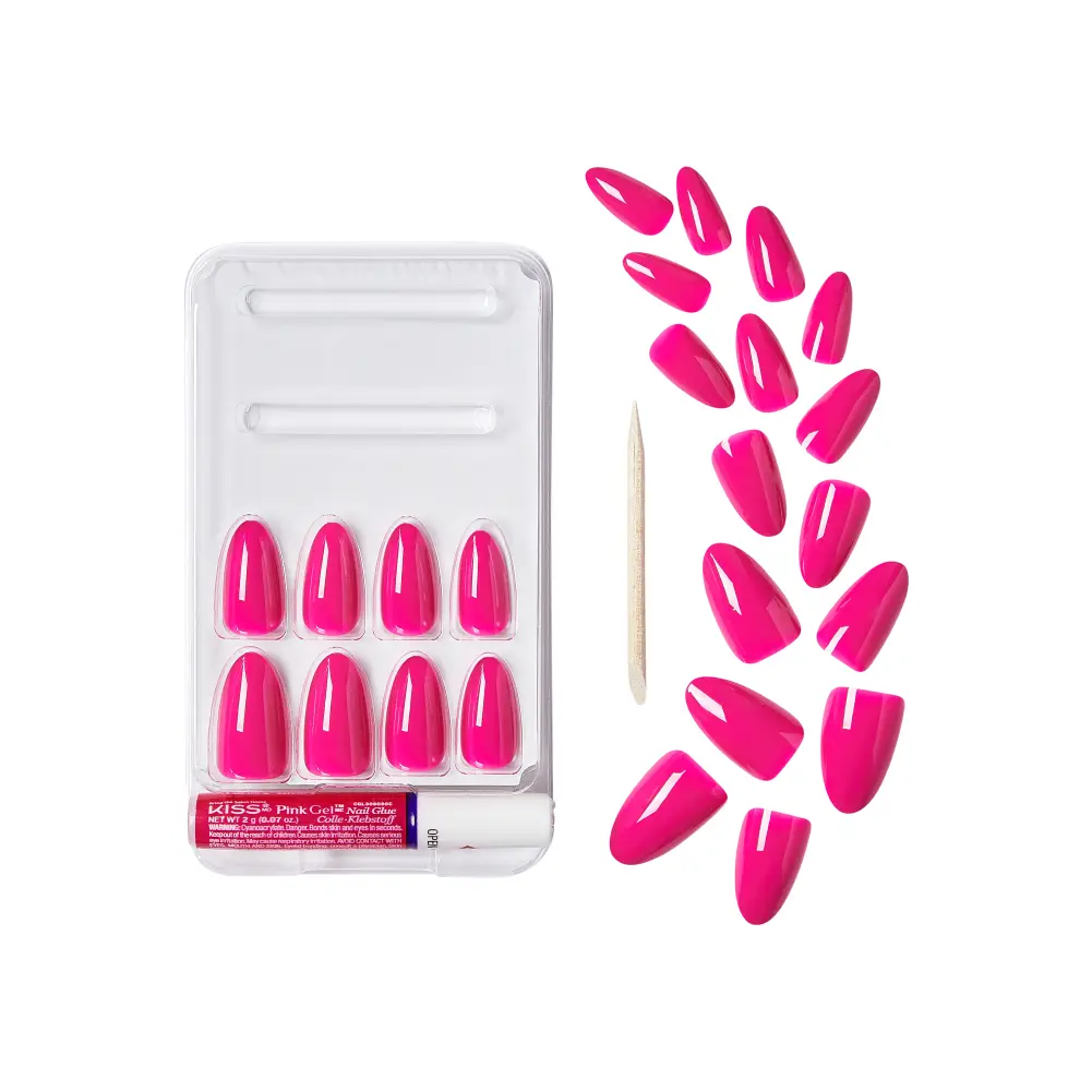 Gold Finger Solid Color Press On Nails Kit – Long Lasting Glue-On Fake Nails Set - Image 75