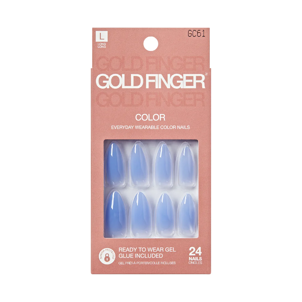Gold Finger Solid Color Press On Nails Kit – Long Lasting Glue-On Fake Nails Set - Image 85