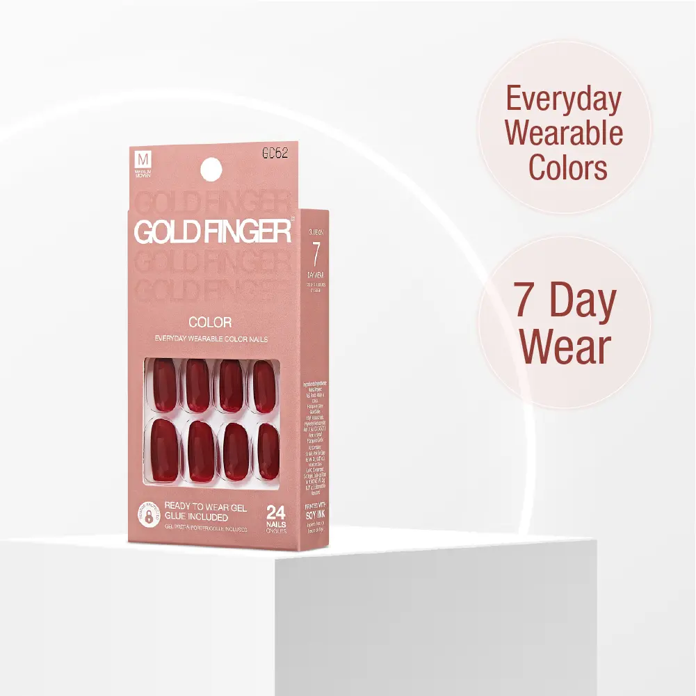 Gold Finger Solid Color Press On Nails Kit – Long Lasting Glue-On Fake Nails Set - Image 89
