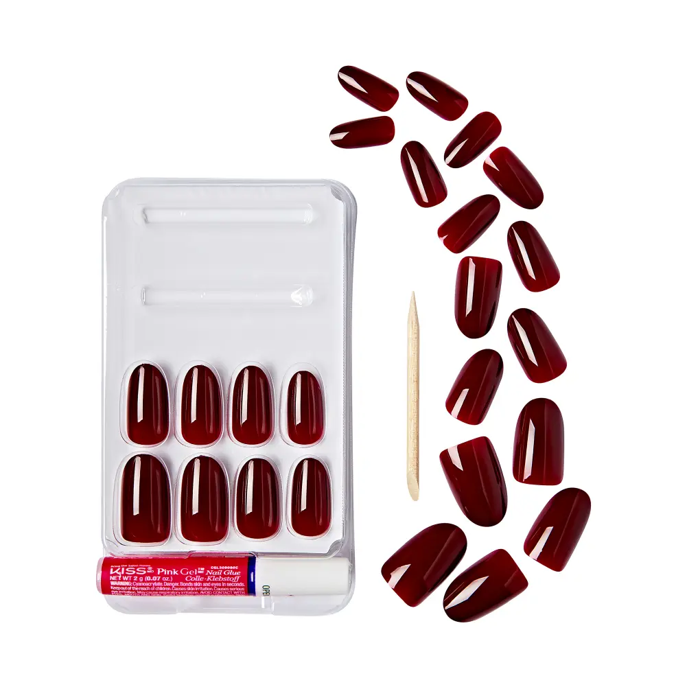 Gold Finger Solid Color Press On Nails Kit – Long Lasting Glue-On Fake Nails Set - Image 90