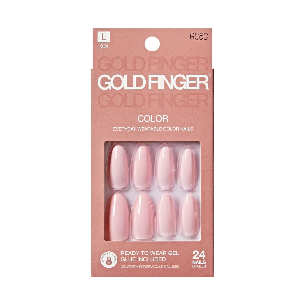Gold Finger Solid Color Press On Nails Kit – Long Lasting Glue-On Fake Nails Set - Image 93
