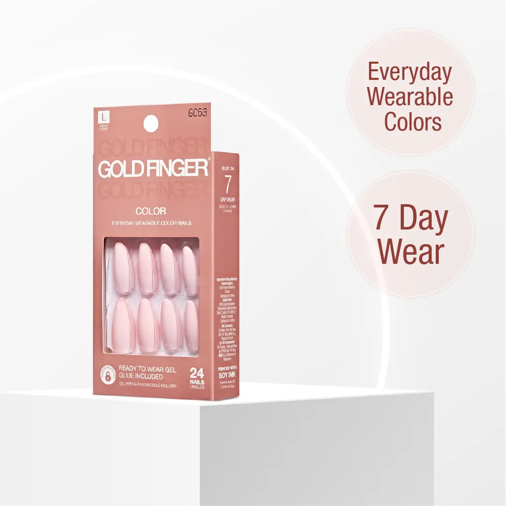 Gold Finger Solid Color Press On Nails Kit – Long Lasting Glue-On Fake Nails Set - Image 96