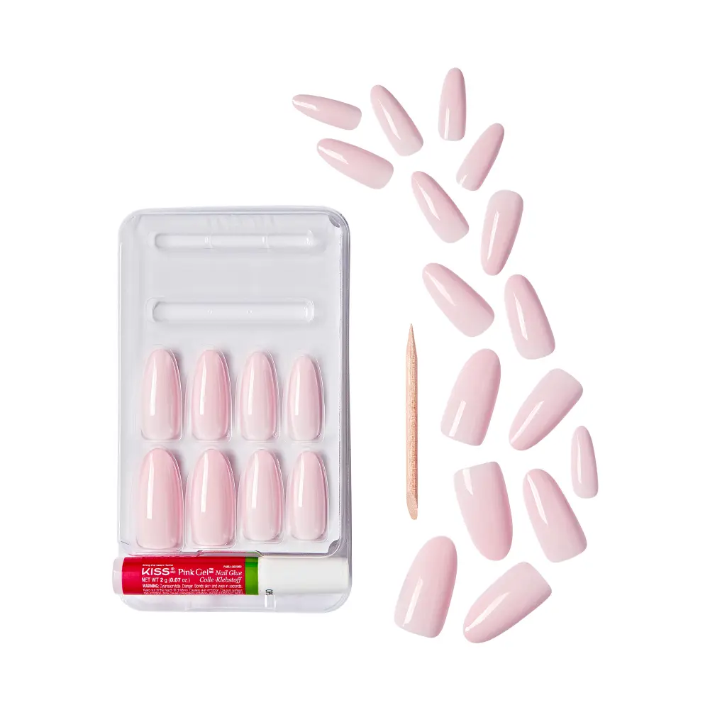 Gold Finger Solid Color Press On Nails Kit – Long Lasting Glue-On Fake Nails Set - Image 97
