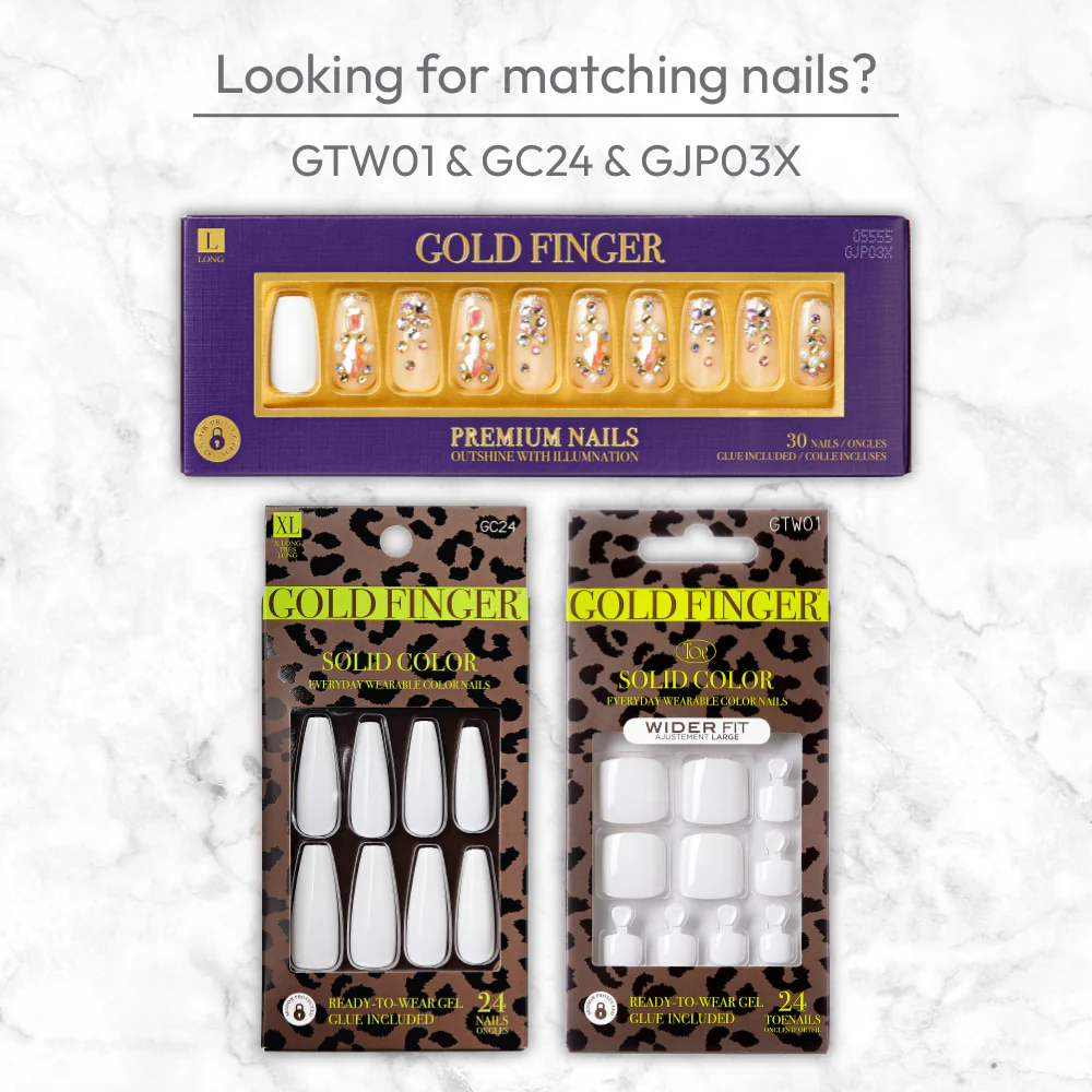 Gold Finger Solid Color Wide Fit Toenails Glue Included - Image 5