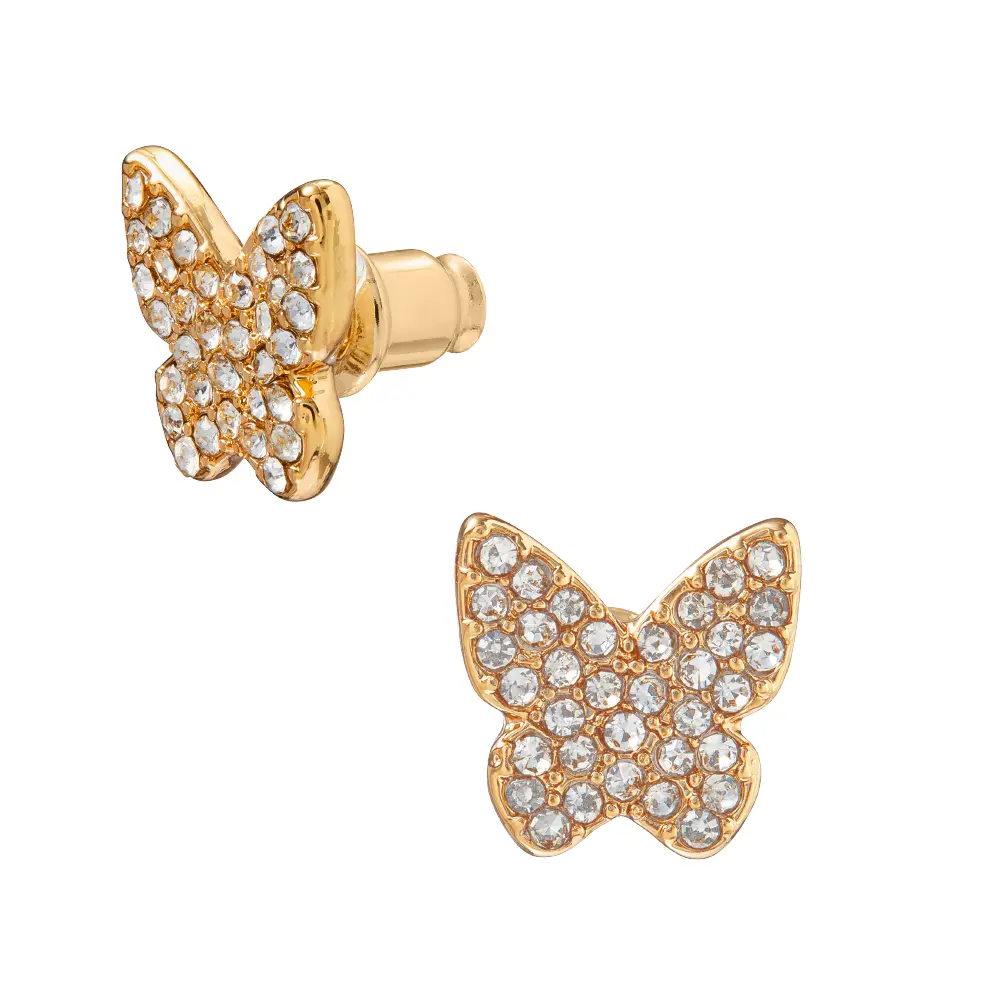 Arria Sparkling Butterfly Stud Earrings in Gold Tone with Glass Stones – 10.5mm - Image 6