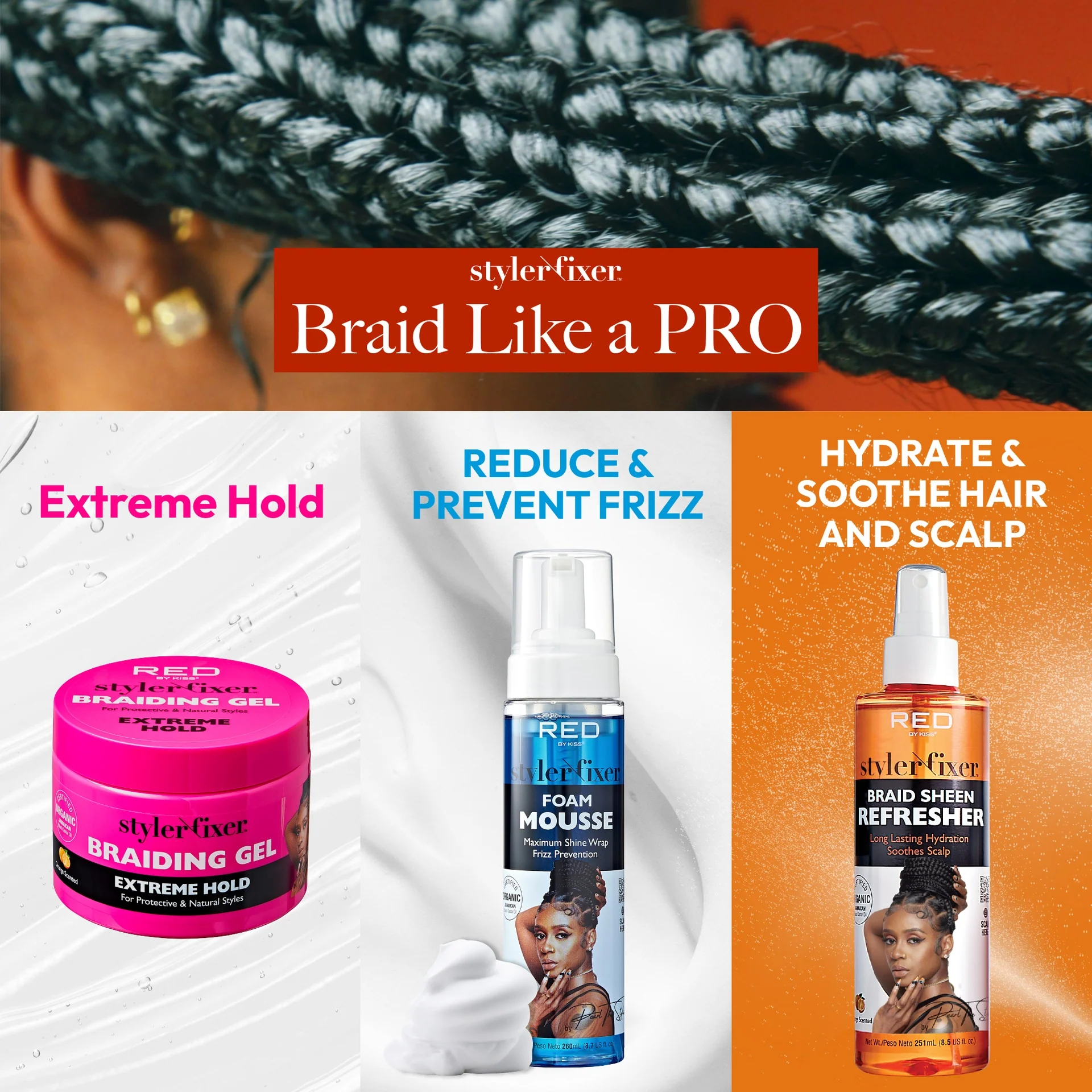 RED by KISS Styler Fixer Braiding Gel - Maximum Hold - Image 14