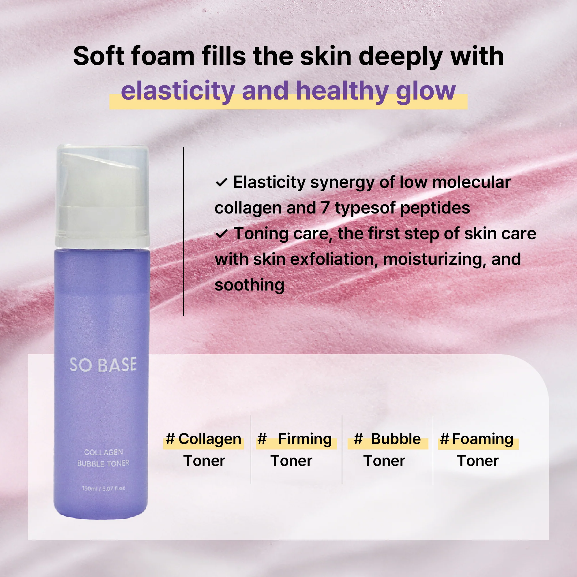 SOBASE Collagen Bubble Toner - Instant Glow & Anti-Aging with 7 Peptides - Image 17