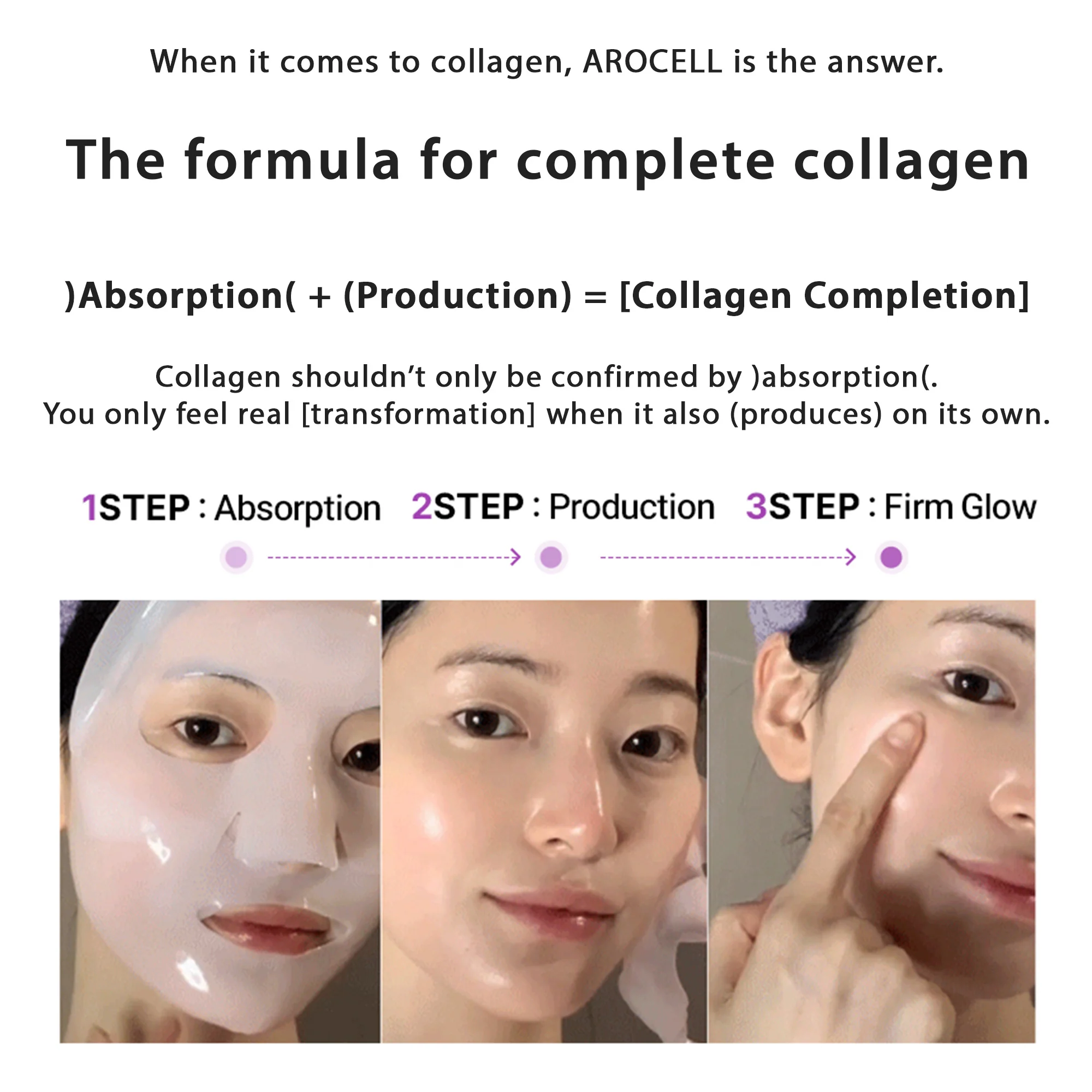 Arocell Super Collagen Face Mask (4 sheets) Hydrogel Mask with 1.5oz of Collagen Ampule - Image 4