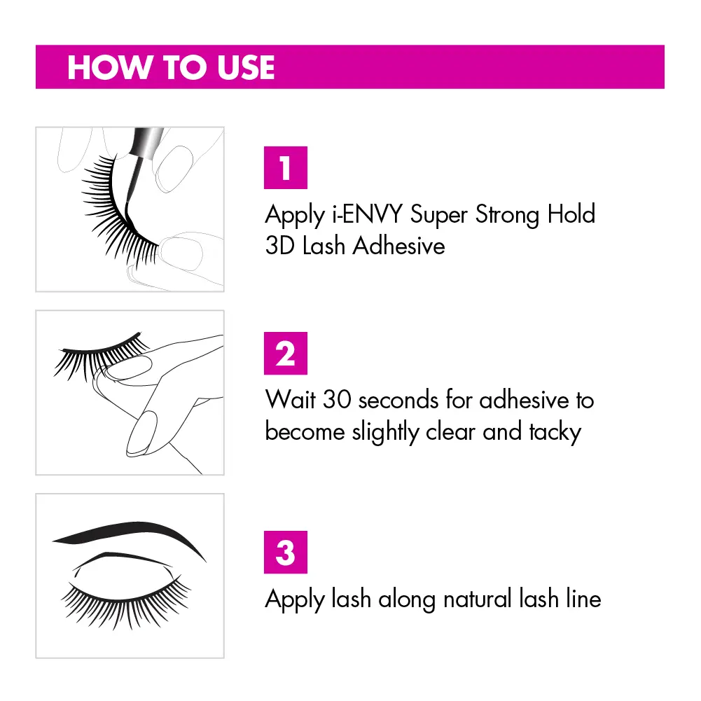 I-ENVY Super Strong Hold 3D Strip Lash Glue Brush-On Clear Waterproof - Image 3