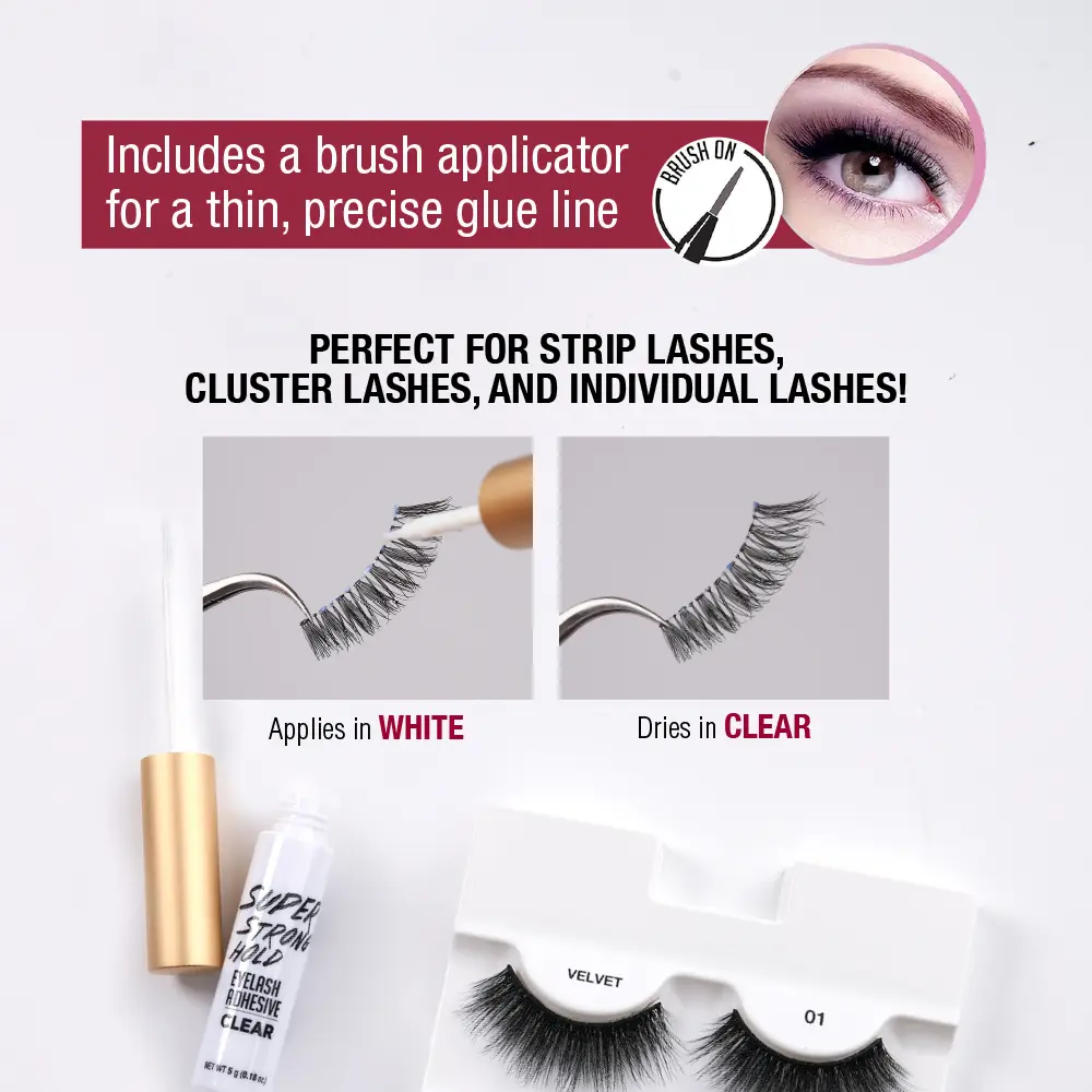 I-ENVY Super Strong Hold Eyelash Adhesive (Clear, 2 Pack) Waterproof, 48-Hour Long-Lasting Lash Glue, Latex-Free, Hypoallergenic - Image 4