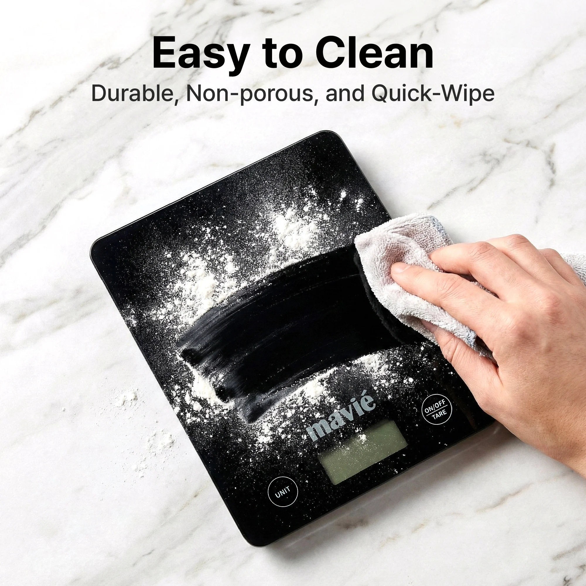 MAVIE Tempered Glass Digital Kitchen Scale – Full Touch Screen Food Scale with 5kg Capacity & 7 Weighing Units - Image 4