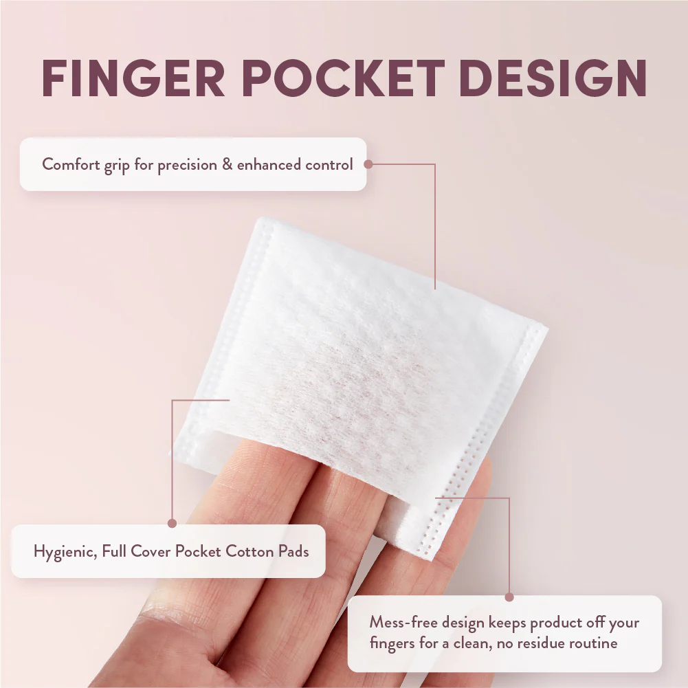 éclat Textured Facial Cotton Pads with Finger Pocket – Exfoliating & Deep Cleansing Sheets (120 Count) - Image 2