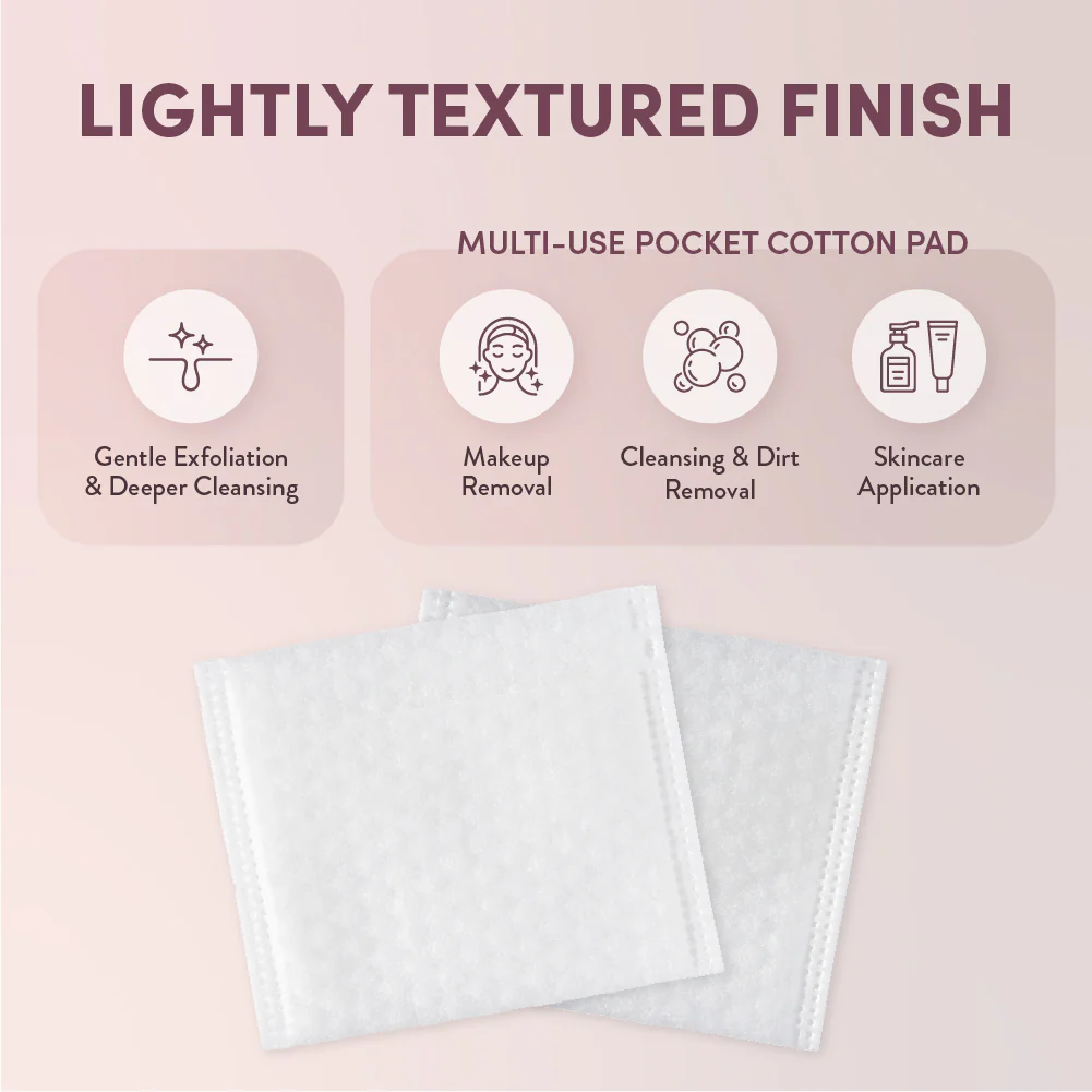 éclat Textured Facial Cotton Pads with Finger Pocket – Exfoliating & Deep Cleansing Sheets (120 Count) - Image 3