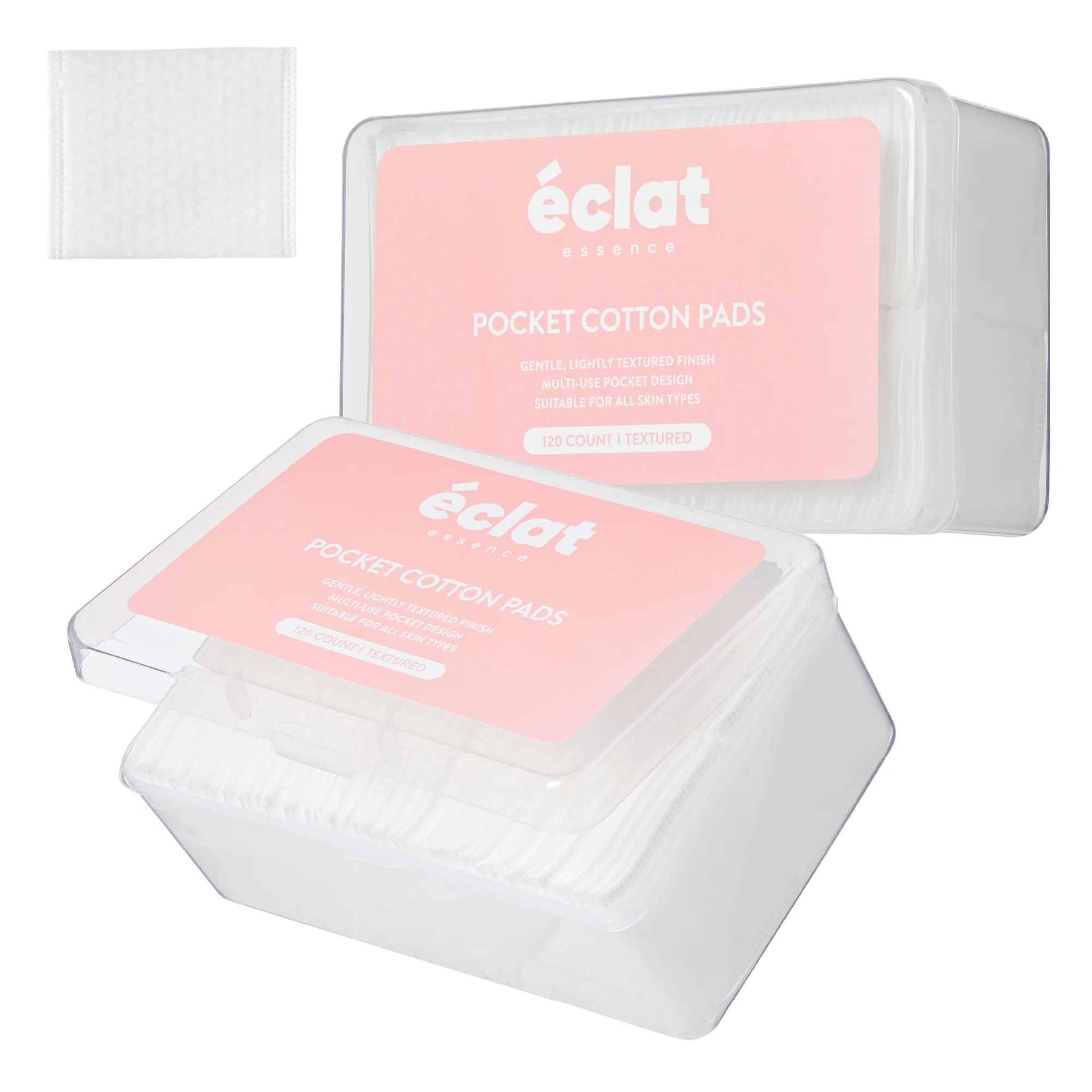 éclat Textured Facial Cotton Pads with Finger Pocket – Exfoliating & Deep Cleansing Sheets (120 Count) - Image 5